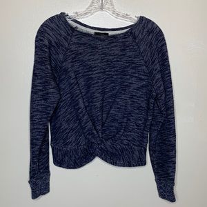 J Crew Sweatshirt Sweater Heathered Blue Twist Front Balletcore H4874 XXS
